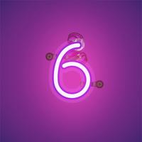 Pink realistic neon character with wires and console from a fontset, vector illustration