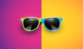 Realistic vector sunglasses on a colorful background, vector illustration