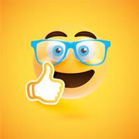 Emoticon with thumbs up, vector illustration