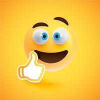 Emoticon with thumbs up, vector illustration