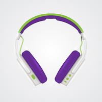 Realistic headphones, with wires on a colorful background, vector illustration