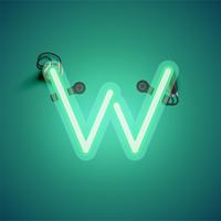 Green realistic neon character with wires and console from a fontset, vector illustration