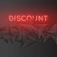 Neon word with abstract dark 3D triangles, vector illustration