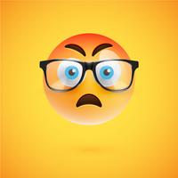 Emoticon amarillo 3D con lentes, ilustración vectorial vector