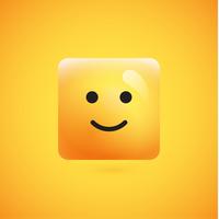 High detailed square yellow emoticon on a yellow background, vector illustration