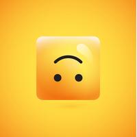 High detailed square yellow emoticon on a yellow background, vector illustration