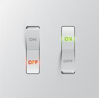 Realistic black switches ONOFF on black background, vector illustration