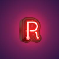 Realistic neon character from a set with console, vector illustration