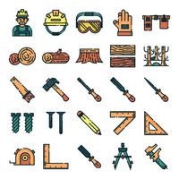 Carpenter icons pack vector