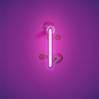 Pink realistic neon character with wires and console from a fontset, vector illustration