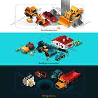 Isometric Construction Machines Banners vector
