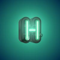 Realistic neon character from a set with console, vector illustration