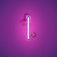 Pink realistic neon character with wires and console from a fontset, vector illustration