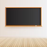 High detailed black chalkboard with wooden floor, vector illustration