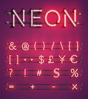 High detailed neon character set, vector illustration