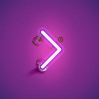 Pink realistic neon character with wires and console from a fontset, vector illustration