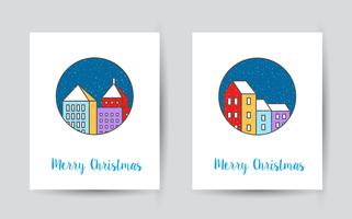 city xmas postcard vector