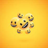 Group of high detailed yellow emoticons, vector illustration