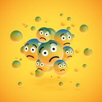 Group of high detailed yellow emoticons, vector illustration