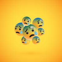 Group of high detailed yellow emoticons, vector illustration