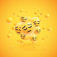 Group of high detailed yellow emoticons, vector illustration