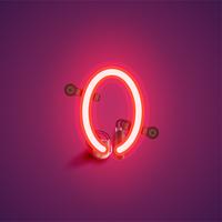 Red realistic neon character with wires and console from a fontset, vector illustration