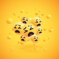 Group of high detailed yellow emoticons, vector illustration