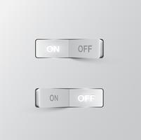 Realistic black switches ONOFF on black background, vector illustration