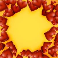 High detailed hearts on a yellow background, vector illustration