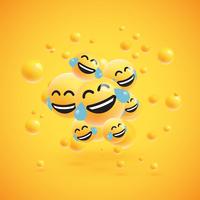 Group of high detailed yellow emoticons, vector illustration