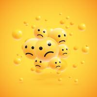 Group of high detailed yellow emoticons, vector illustration