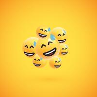 Group of high detailed yellow emoticons, vector illustration