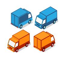 Conjunto isométrico de coches y camiones.