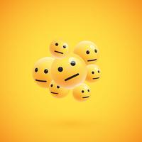 Group of high detailed yellow emoticons, vector illustration