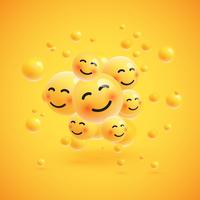 Group of high detailed yellow emoticons, vector illustration