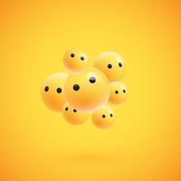 Group of high detailed yellow emoticons, vector illustration