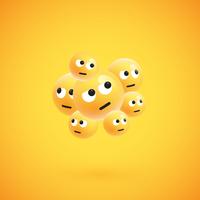 Group of high detailed yellow emoticons, vector illustration