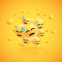 Group of high detailed yellow emoticons, vector illustration