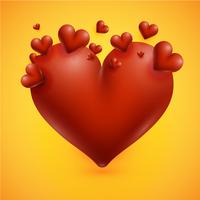 High detailed hearts on a yellow background, vector illustration