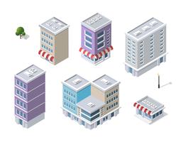 Set of modern isometric buildings  vector