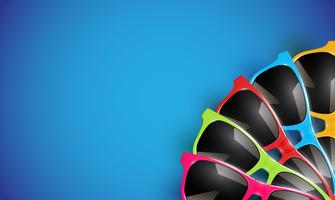 Realistic vector sunglasses on a colorful background, vector illustration