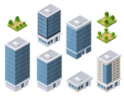 Conjunto de modernos edificios isométricos. vector