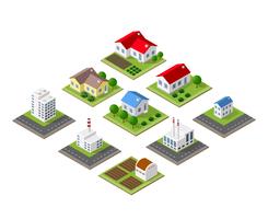 Farm set of houses vector