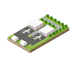 Aeropuerto de la ciudad con transporte. vector