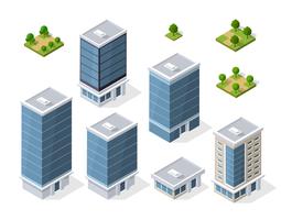 Set of modern isometric buildings vector