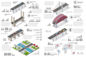 Infografía de puentes en el campo. vector