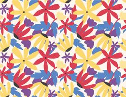 seamless pattern colorful flower pop art style vector