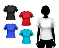 Conjunto de camisetas de mujer. vector