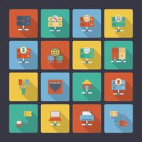 Hosting flat icons vector