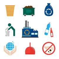 Iconos de basura plana vector